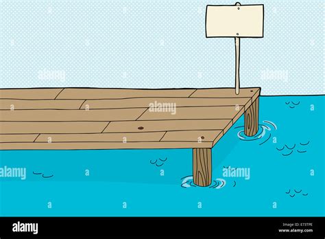 Single Cartoon Fishing Pier With Blank Sign Stock Photo Alamy