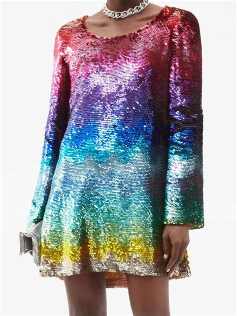 Gradient Sequinned Mini Dress Ashish Matchesfashion Us Lace