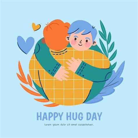 Premium Vector Hand Drawn Flat Hug Day Illustration