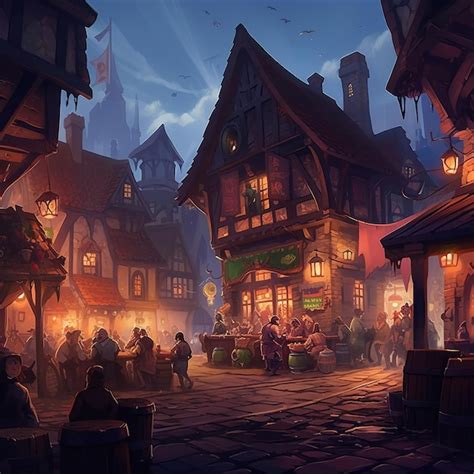 Premium AI Image | medieval fantasy tavern illustration