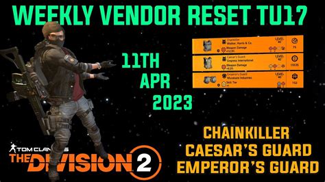 The Division Weekly Vendor Reset Tu Level With New Vendors