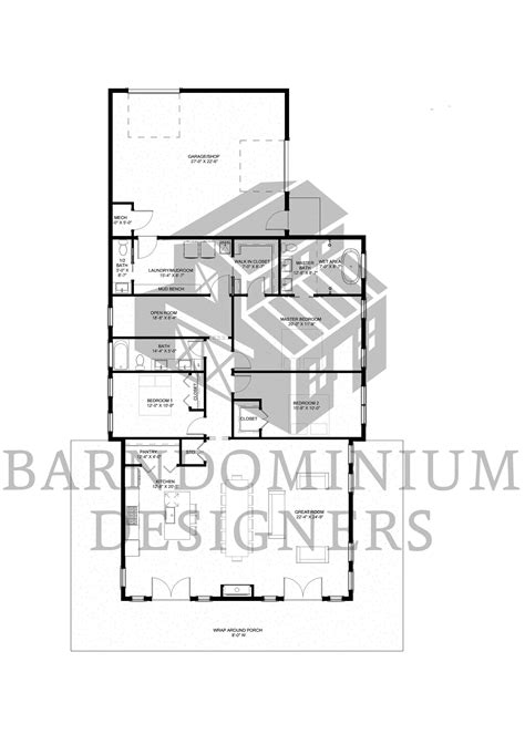 The Beverly Plan 3 Bedroom Barndominium Floor Plan Etsy Uk