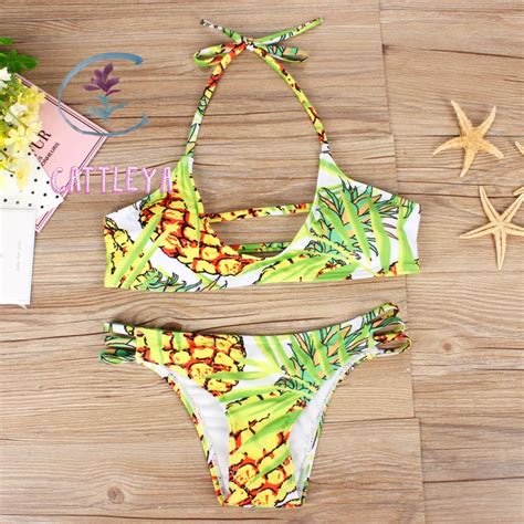 Cattleya Bikini Sets Sexy Swimwear Women Pineapple Beach Bathing