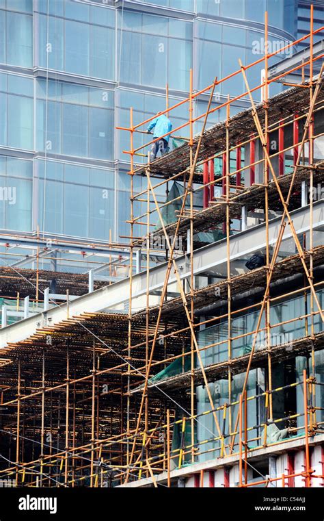 Bamboo Scaffolding Being Used In Shanghai Stock Photo Alamy