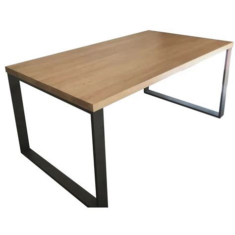 Rectangular Engineered Wood MS Frame Wooden Table Without Storage At