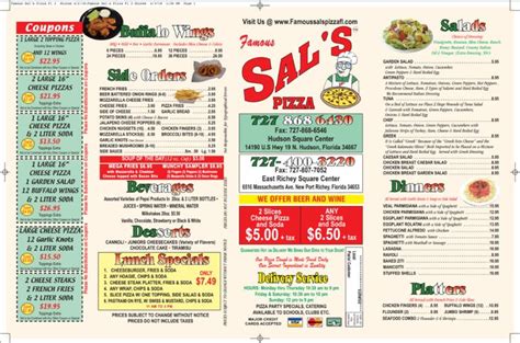 Italian Pizza Restaurant Menu | Hudson, Fl | Famous Sal's Pizza and ...