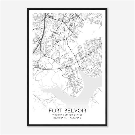 Fort Belvoir Virginia Map Poster, Modern Home Decor Wall Art Print