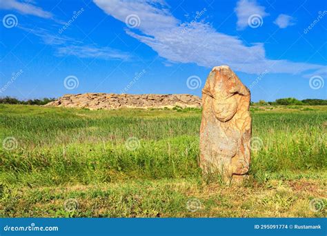 Ancient Kurgan Stelae In The Zoological Garden Of The National Reserve