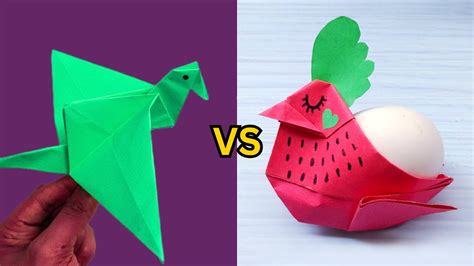 🐤 Bird Vs Chicken 🐓 Origami Origami Birds Paper Craft Easy Origami Youtube