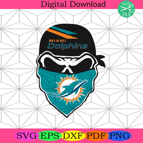 Miami Dolphins Skull Svg Sport Svg Football Svg Football Teams Svg