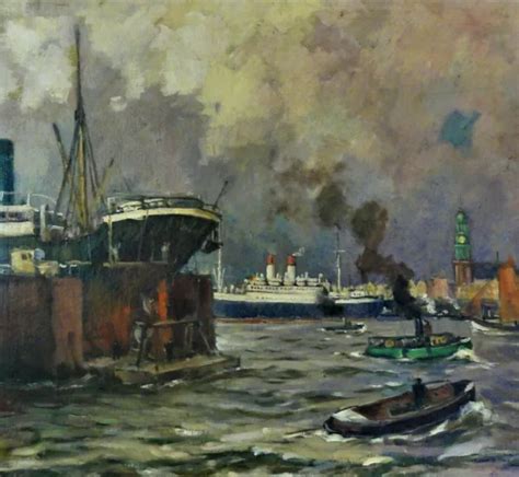 HANS NORTHMANN 1883 1972 TOP Gemälde DER HAFEN VON HAMBURG MIT