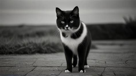 Premium Photo | A black and white cat with a white patch on its chest