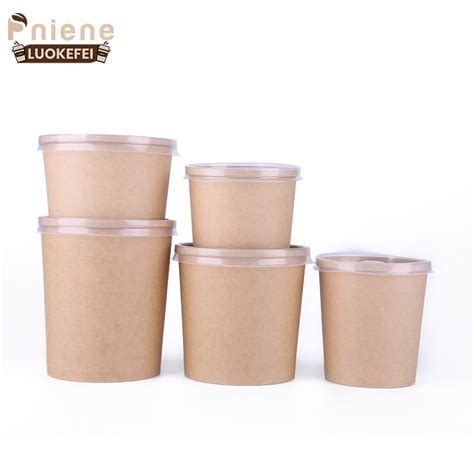 Custom Logo Printed Take Away Disposable Soup Container With Lid