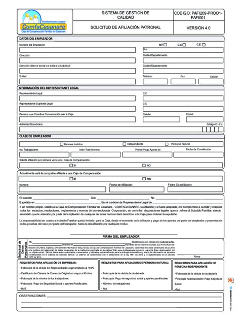 Completable En línea SOLICITUD DE AFILIACIN PATRONAL Fax Email Imprimir