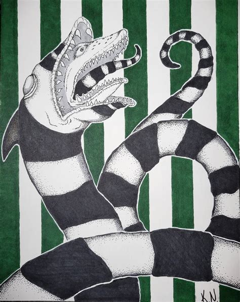 Original Beetlejuice Sandworm Illustration Tim Burton Horror