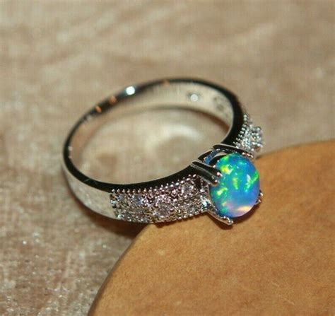 Fire Opal Cz Ring Gemstone Silver Jewelry 7 5 Chic Cocktail Engagement