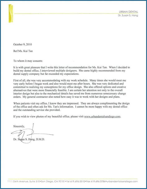 √ Free Printable Letter Of Recommendation Dental School