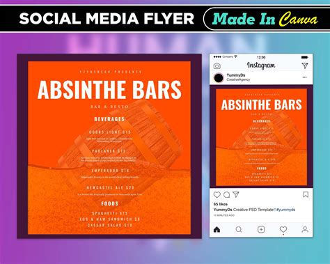 Absinthe Bars Flyer DIY Canva Absinthe Bars Flyer Template - Etsy