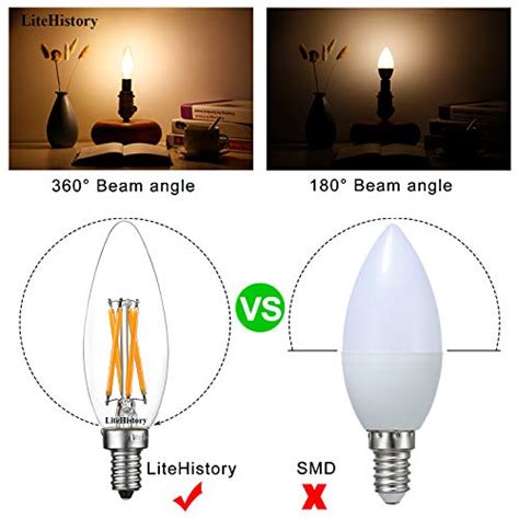 LiteHistory E12 Led Bulb Dimmable 6W Equal 60 Watt LED Light Bulbs