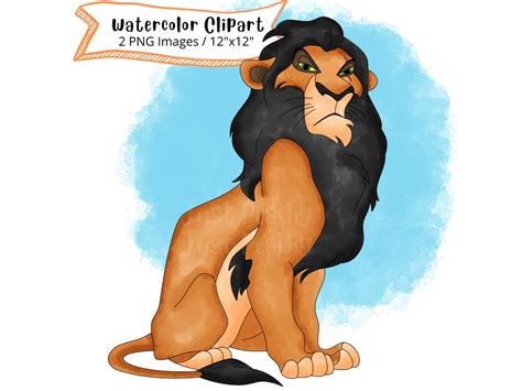 Scar From Lion King Hand Drawn Watercolor Clipart Set, PNG, High ...