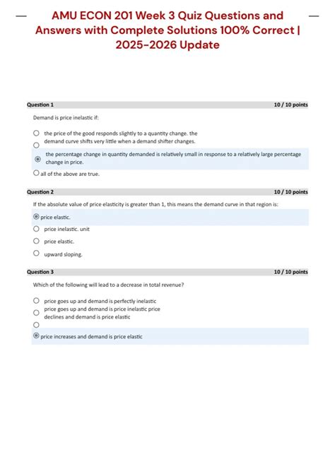 Amu Answer Key For Econ 101 4
