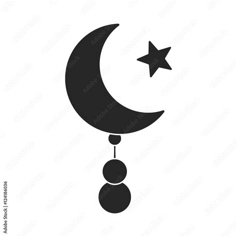 Crescent and Star icon in black style isolated on white background ...