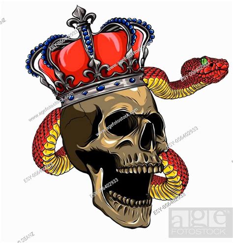 Hand Drawn King Skull Wearing Crown Vector Stock Vector Vector And