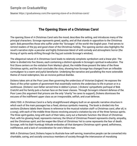 ⇉the Opening Stave Of A Christmas Carol Essay Example Graduateway