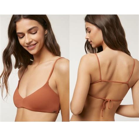 O Neill Swim New Oneill Light Brown Solid Bralette Bikini Top