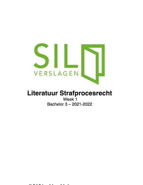 Sil Week 1 Samenvatting Strafprocesrecht Studeersnel