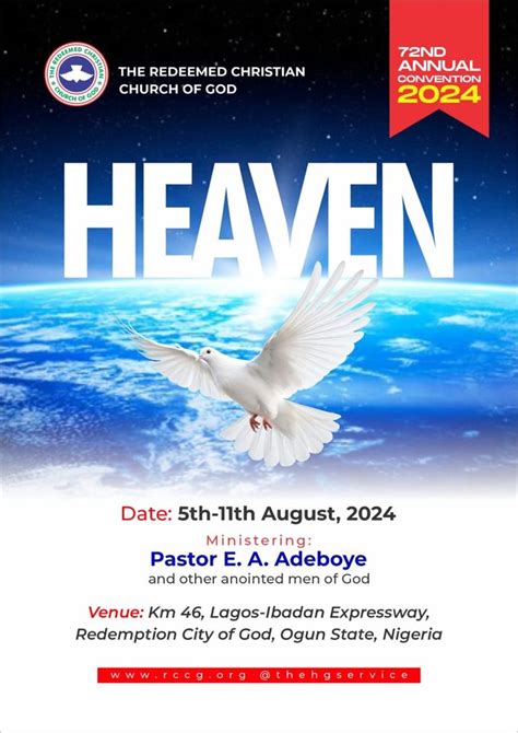 RCCG August 2024 Convention THEME Heaven DATE 5th 11th August