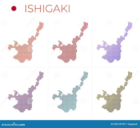 Ishigaki dotted map set. stock vector. Illustration of island - 232218799