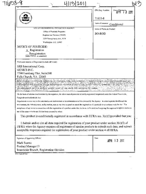 Fillable Online Epa Govpesticideschemsearchnotice Of Pesticide X