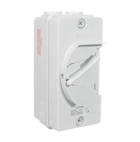 Hager Jg220in Weatherproof Switch 2 Pole 20 Amp Ip66