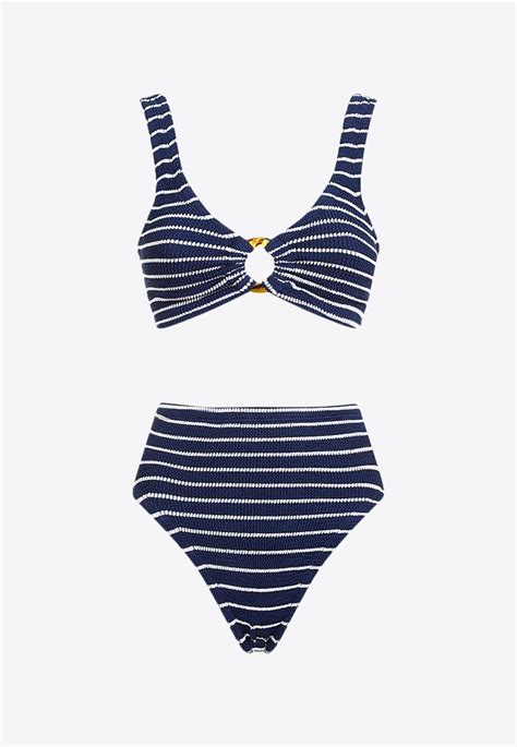 Hunza G Nadine Striped Bikini In Blue Lyst