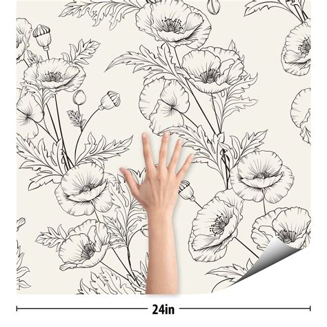 Black And White Flower Peel And Stick Removable Wallpaper 5017 Removable Wallpaper Vinyl