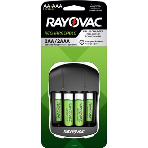 Rayovac Pilas recargables AA y AAA con cargador de batería AA y AAA