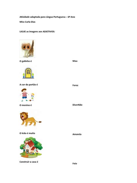 Atividade Adaptada De Português 6 Ano - Atividade Adaptada para Língua Portuguesa - 6º ANO | PDF
