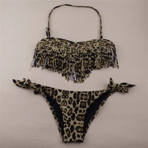 Aliexpress Buy Tassel Leopard Print Bikini Brazilian Set Sexy