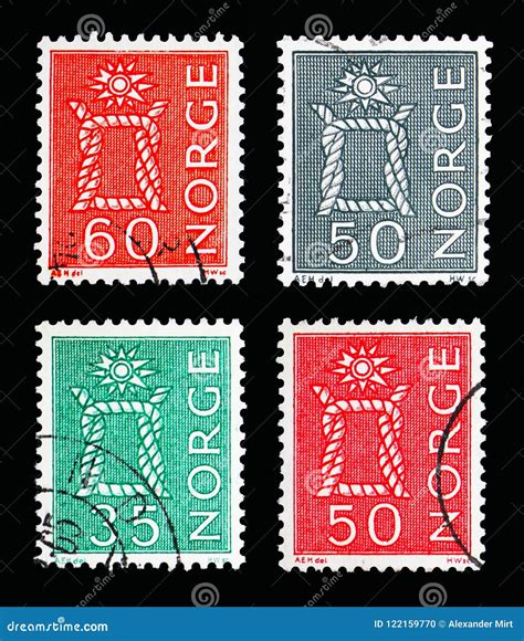 Four Postage Stamps Printed In Norway From Local Motives Serie