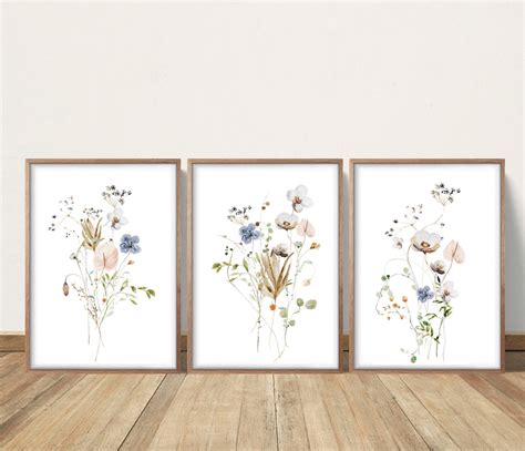 Wildblumen Drucke Aquarell Blumen Bauernhaus Dekor Etsy