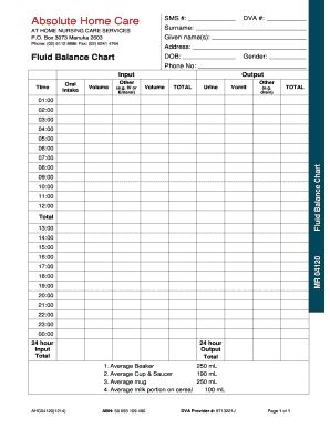 Fillable Online Fluid Balance Chart Fax Email Print - pdfFiller