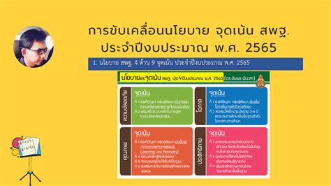 การขับเคลื่อนนโยบาย จุดเน้น สพฐ ประจำปีงบประมาณ พศ 2565