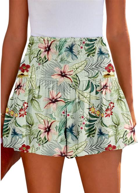 Beadchica Womens Casual Cute Summer Shorts Elastic High