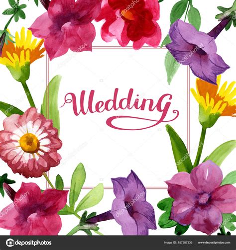 Wildflower Bluebell Flower frame in a watercolor style isolated. Stock