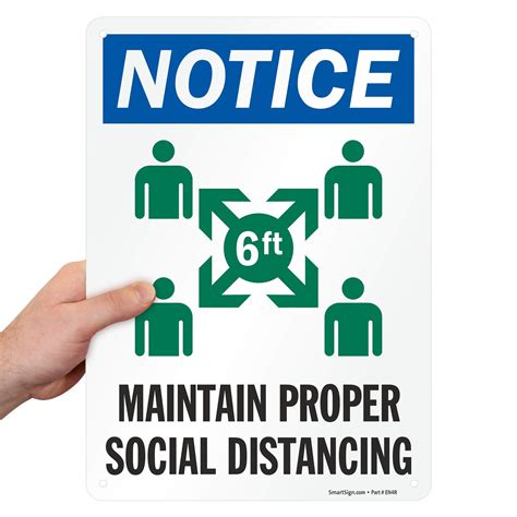 Amazon SmartSign 14 X 10 Inch Notice Maintain Proper Social