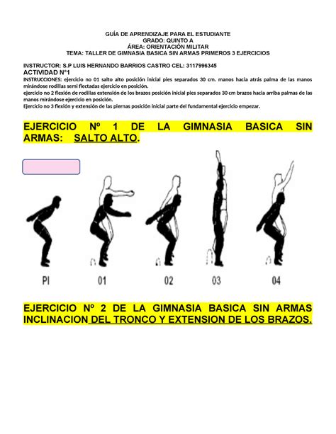 Taller DE Gimnasia Grado Quinto GUÍA DE APRENDIZAJE PARA EL