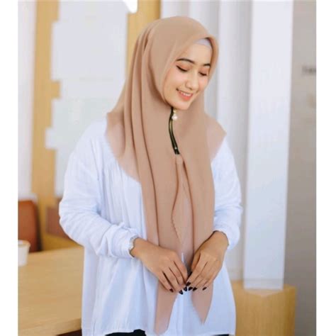 Jual Hijab Segiempat Instan Zipper Resleting Polos Jilbab Segi Empat