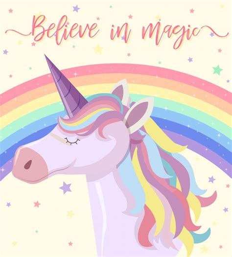 Premium Vector | Poster design with rainbow unicorn