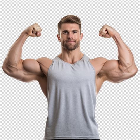 Premium Psd Male Athlete Flexing Muscle Isolated On Transparent